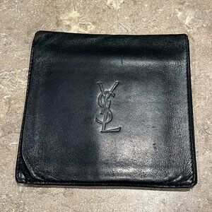YSL YVES SAINT-LAURENT Logo Bifold Black Leather Wallet Gucci Hermes Tom Ford